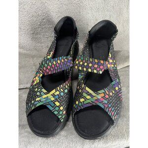 Skechers Women’s 10 Open Toe Flat  Heel Multicolor Shoes Stretch Lightweight